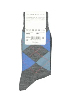 Burlington Marylebone damessokken, wol, grijs melange met blauw