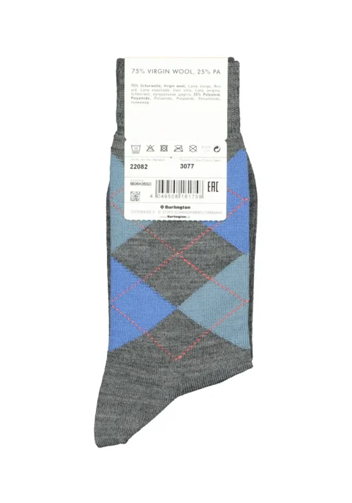 Burlington Marylebone damessokken, wol, grijs melange met blauw