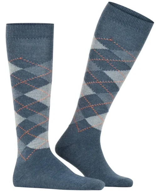 Burlington Preston heren kniekousen, blauw (orion blue)