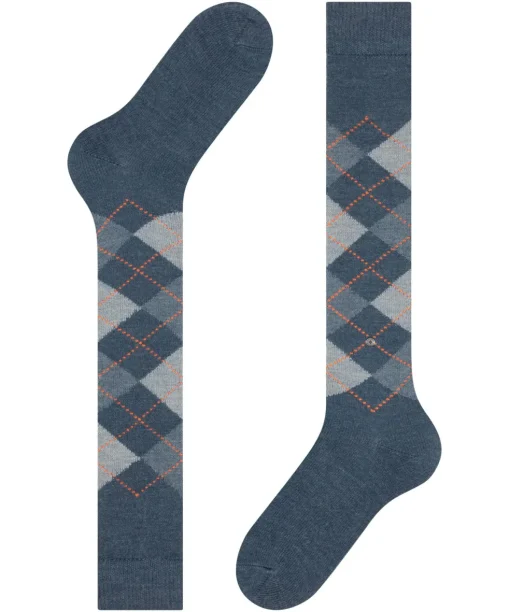 Burlington Preston heren kniekousen, blauw (orion blue)