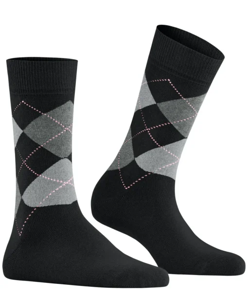 Burlington Queen damessokken, zwart (black-aqua)