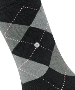 Burlington Queen damessokken, zwart (black-aqua)