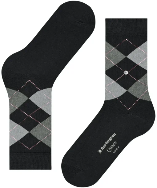 Burlington Queen damessokken, zwart (black-aqua)