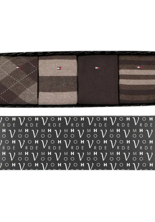 Cadeaubox Tommy Brown Box: 8 paar Tommy Hilfiger sokken bruin