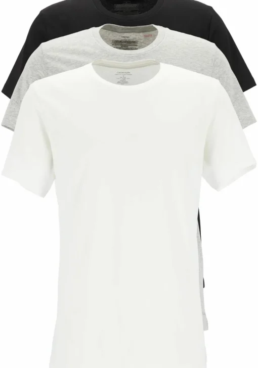 Calvin Klein Cotton Classics crew neck T-shirt (3-pack), heren T-shirts O-hals, zwart, wit en grijs