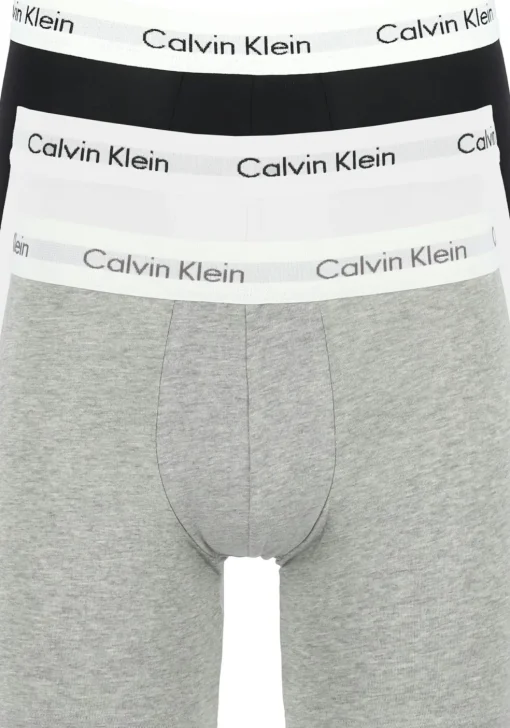 Calvin Klein Cotton Stretch boxer brief (3-pack), heren boxers extra lang, zwart, wit en grijs