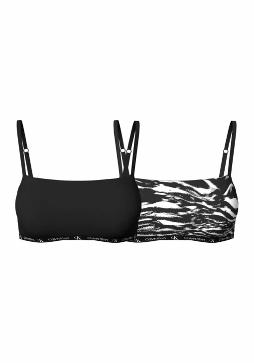 Calvin Klein dames 1996 unlined bralette (2-pack), bralette, multicolor