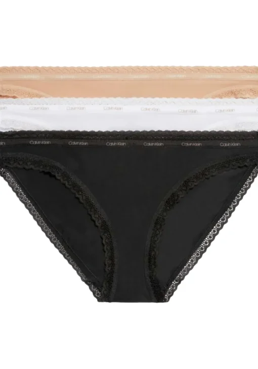 Calvin Klein dames bikini (3-pack), heupslip, wit, zwart, beige