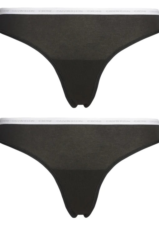 Calvin Klein dames CK ONE Cotton strings (2-pack), zwart