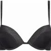 Calvin Klein dames Flirty push up plunge bra, beugel BH, zwart