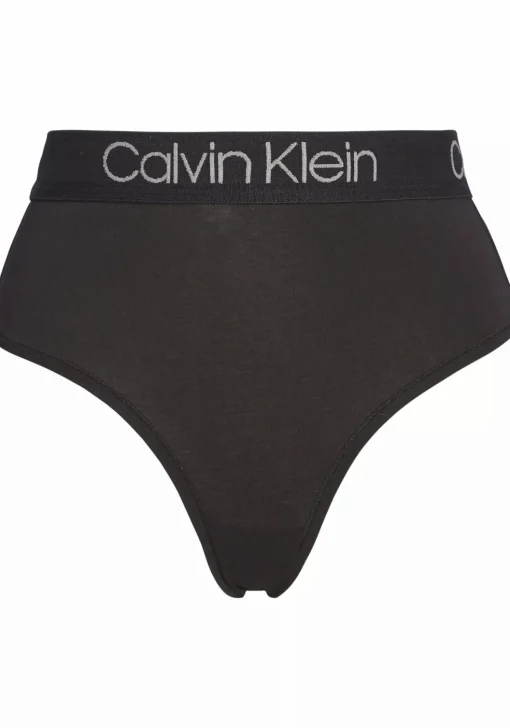 Calvin Klein dames high waist thong (1-pack), string met hoge taille, zwart