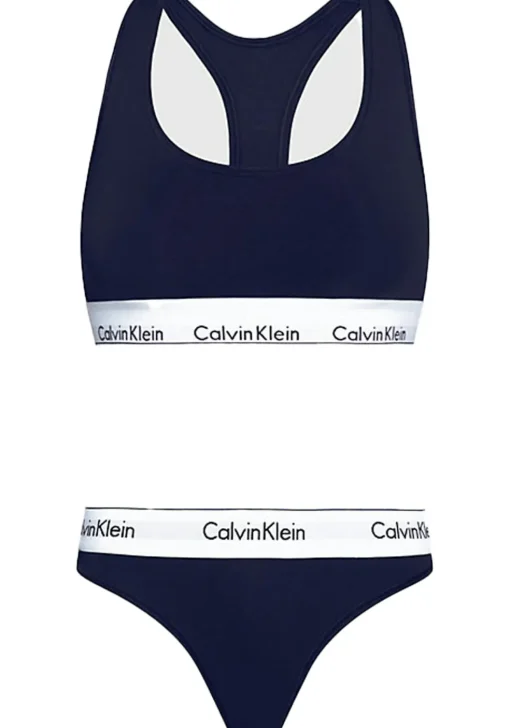 Calvin Klein dames Modern Cotton unlined bralette- en stringset, bralette, blauw