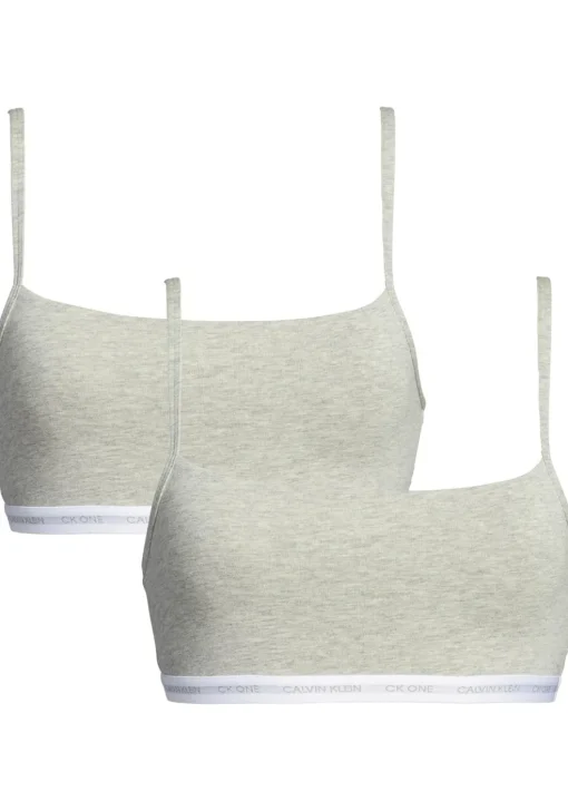 Calvin Klein dames ONE Cotton bralette (2-pack), ongevoerd, grijs