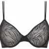 Calvin Klein dames Sheer Marquisette unlined demi bra, beugel BH, zwart