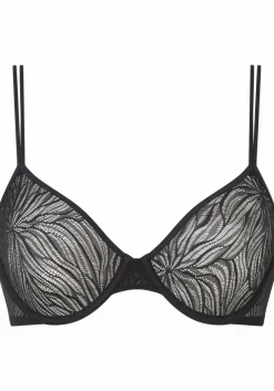 Calvin Klein dames Sheer Marquisette unlined demi bra, beugel BH, zwart