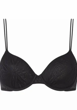 Calvin Klein dames Sheer Marquisette lightly lined demi bra, beugel BH, zwart
