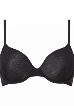 Calvin Klein dames Sheer Marquisette lightly lined demi bra, beugel BH, zwart