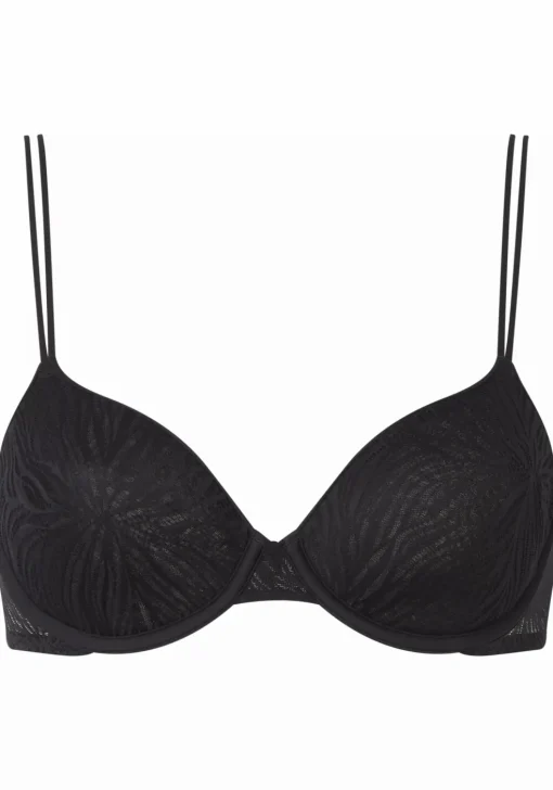 Calvin Klein dames Sheer Marquisette lightly lined demi bra, beugel BH, zwart