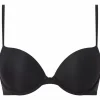 Calvin Klein dames Sheer Marquisette push up plunge bra, beugel BH, zwart