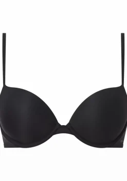Calvin Klein dames Sheer Marquisette push up plunge bra, beugel BH, zwart
