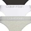 Calvin Klein dames tanga slips (3-pack), met hoge beenuitsnijding, zwart, wit en grijs