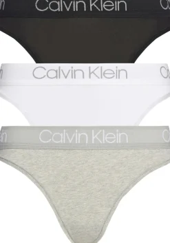Calvin Klein dames tanga slips (3-pack), met hoge beenuitsnijding, zwart, wit en grijs