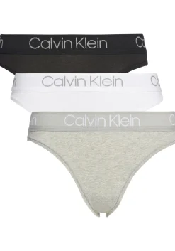 Calvin Klein dames tanga slips (3-pack), met hoge beenuitsnijding, zwart, wit en grijs