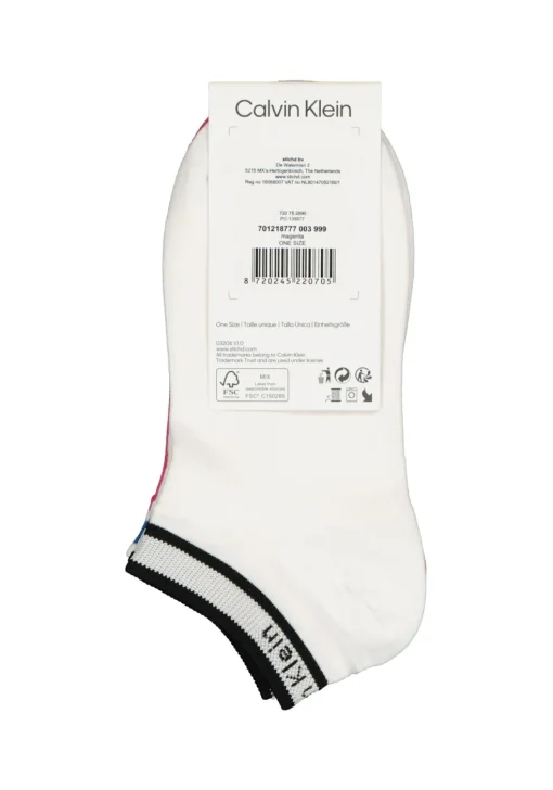 Calvin Klein damessokken Spencer (2-pack), enkelsokken logo boord, wit en roze