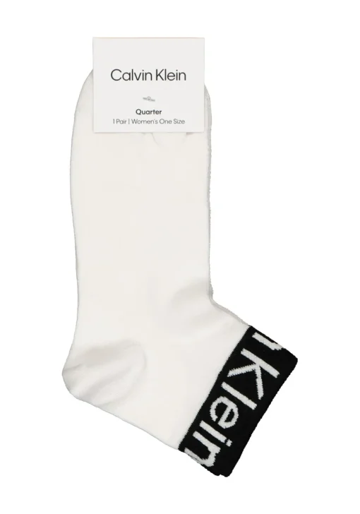 Calvin Klein damessokken Kayla (1-pack), lage logo sokken, wit met zwart
