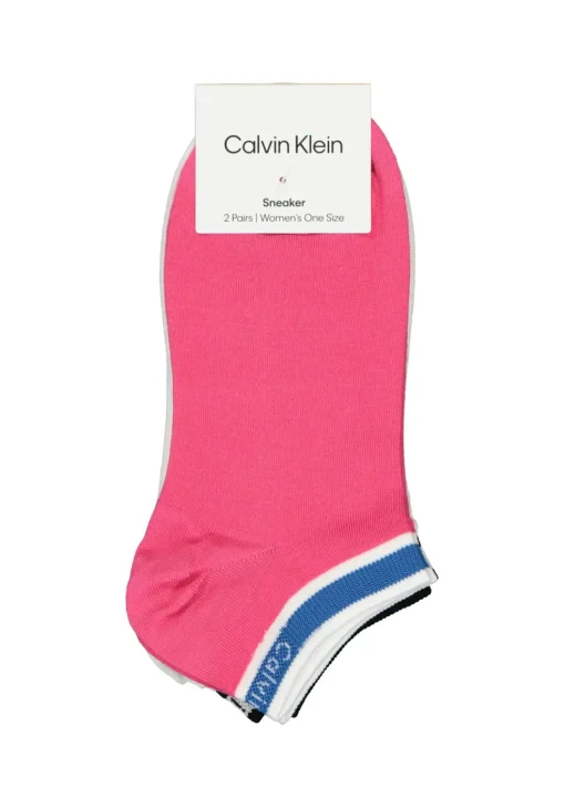 Calvin Klein damessokken Spencer (2-pack), enkelsokken logo boord, wit en roze
