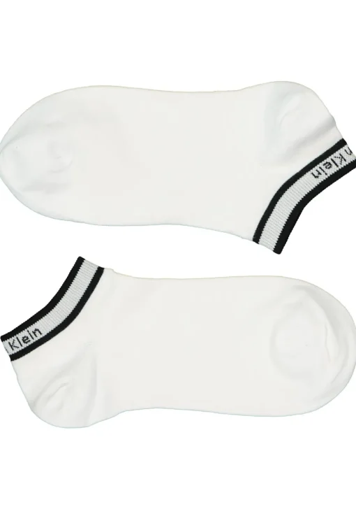 Calvin Klein damessokken Spencer (2-pack), enkelsokken logo boord, wit en roze