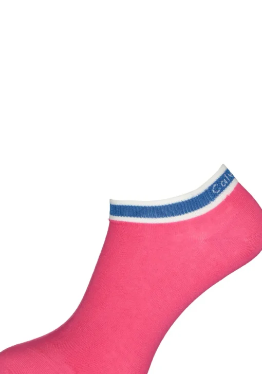 Calvin Klein damessokken Spencer (2-pack), enkelsokken logo boord, wit en roze