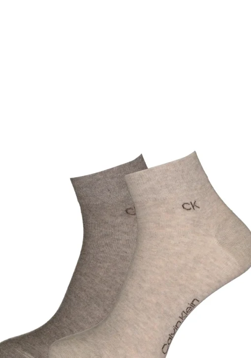 Calvin Klein herensokken Simon (2-pack), hoge enkelsokken, beige en lichtbruin