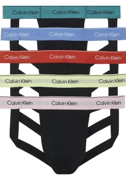 Calvin Klein Jockstraps (5-pack), heren jockstrap, zwart met gekleurde tailleband