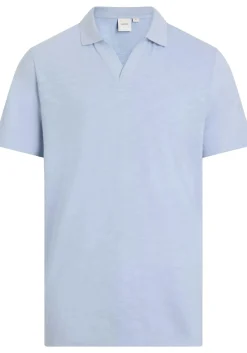 Calvin Klein Linen Cotton Cuban Regular Polo, heren poloshirt, blauw