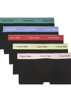 Calvin Klein Low Rise trunks (5-pack), lage heren boxers kort, zwart met gekleurde tailleband
