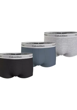Calvin Klein Low Rise Trunks (3-pack), lage heren boxers kort, zwart, lichtgrijs, blauw