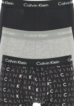 Calvin Klein low rise trunks (3-pack), lage heren boxers kort, zwart, grijs en logoprint