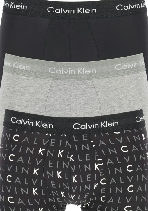 Calvin Klein low rise trunks (3-pack), lage heren boxers kort, zwart, grijs en logoprint