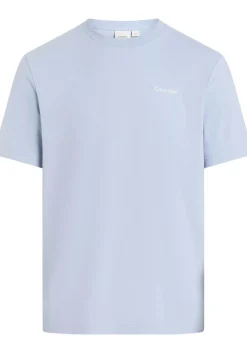 Calvin Klein Micro Logo Interlock T-shirt, heren T-shirt korte mouw O-hals, blauw
