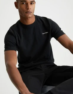 Calvin Klein Micro Logo Interlock T-shirt, heren T-shirt korte mouw O-hals, zwart