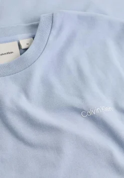 Calvin Klein Micro Logo Interlock T-shirt, heren T-shirt korte mouw O-hals, blauw
