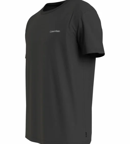 Calvin Klein Micro Logo Interlock T-shirt, heren T-shirt korte mouw O-hals, zwart