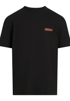 Calvin Klein Overlay Print T-shirt, heren T-shirt korte mouw O-hals, zwart dessin