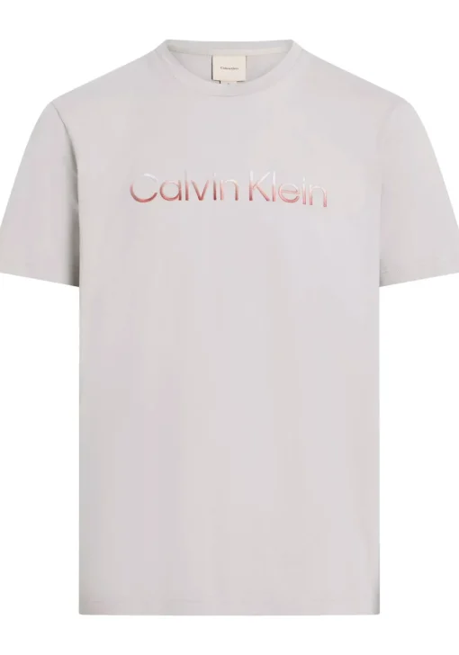 Calvin Klein Raised Ombre Embroidery T-shirt, heren T-shirt korte mouw O-hals, grijs-beige