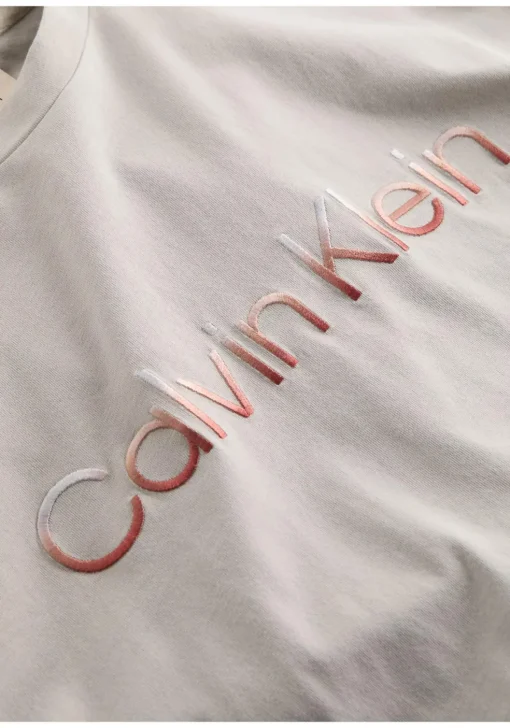 Calvin Klein Raised Ombre Embroidery T-shirt, heren T-shirt korte mouw O-hals, grijs-beige