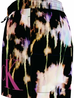 Calvin Klein Short Drawstring swimshort, heren zwembroek, zwart met gekleurd dessin