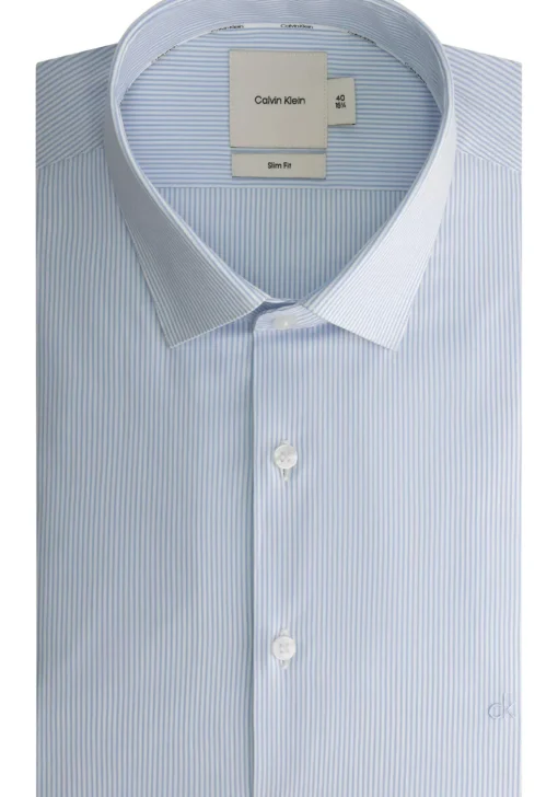 Calvin Klein slim fit overhemd, popeline, lichtblauw gestreept