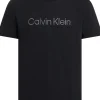 Calvin Klein Textured Embroidery T-shirt, heren T-shirt korte mouw O-hals, zwart