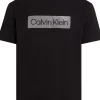 Calvin Klein Textured Embroidery T-shirt, heren T-shirt korte mouw O-hals, zwart